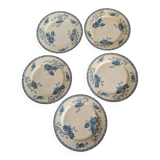 Set of 5 Flat Plates Sarreguemines Model Royat