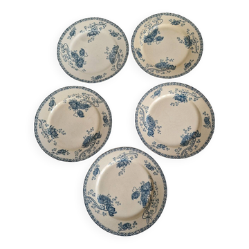 5 assiettes plates Sarreguemines modèle Royat