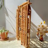 Vintage 1950s rattan folding shelf