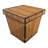 Mid-Century Rattan and Metal Storage Box by Rohe Noordwolde, 1950s