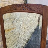 Art Deco oak mirror with bevelled glass from the 1930s.