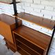 1950s mid-century wall unit teak and iron folding desk & cabinet module