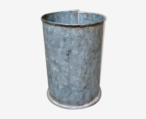 Pot de fleurs de zinc galvanisé vintage mesure de grain