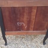 Louis XV style scriban bookcase in black and Basque red patinated cherry wood