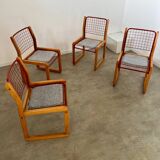 Lot of 4 Knut and Marianne Hagberg designer chairs for Ikea 1982 vintage metal and wood