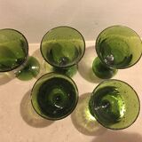 Set de 5 verres anciens en verre bullé soufflé