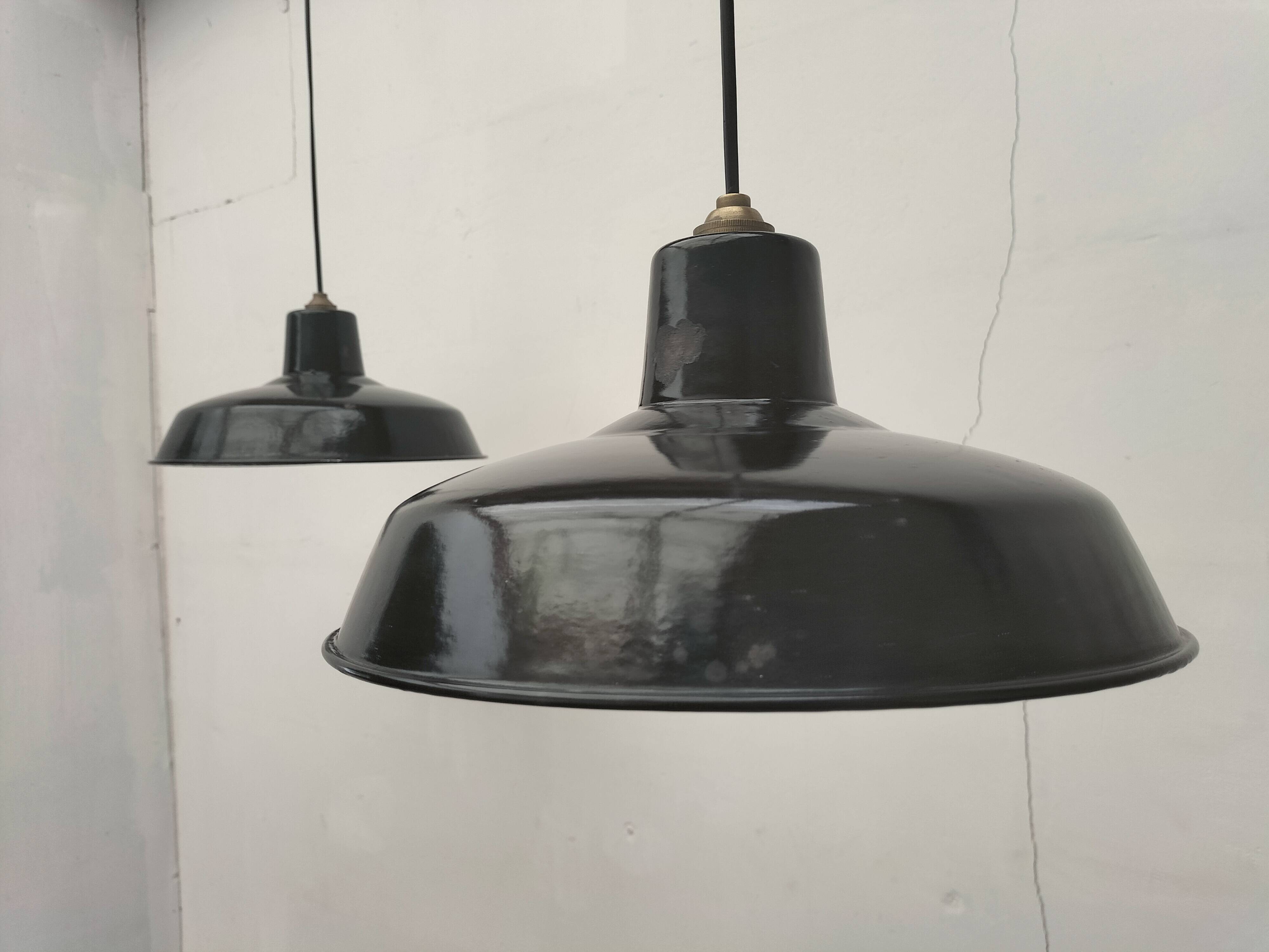 Enameled sheet metal pendant lights