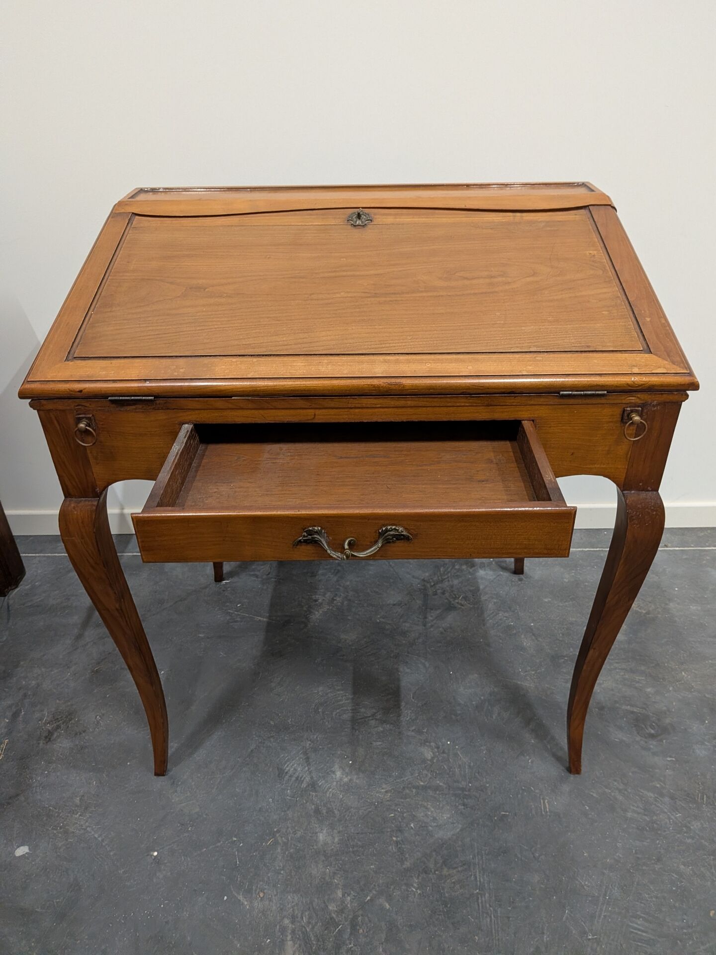 Antique secretary desk with drop-down front, cabriole legs – Louis XV style