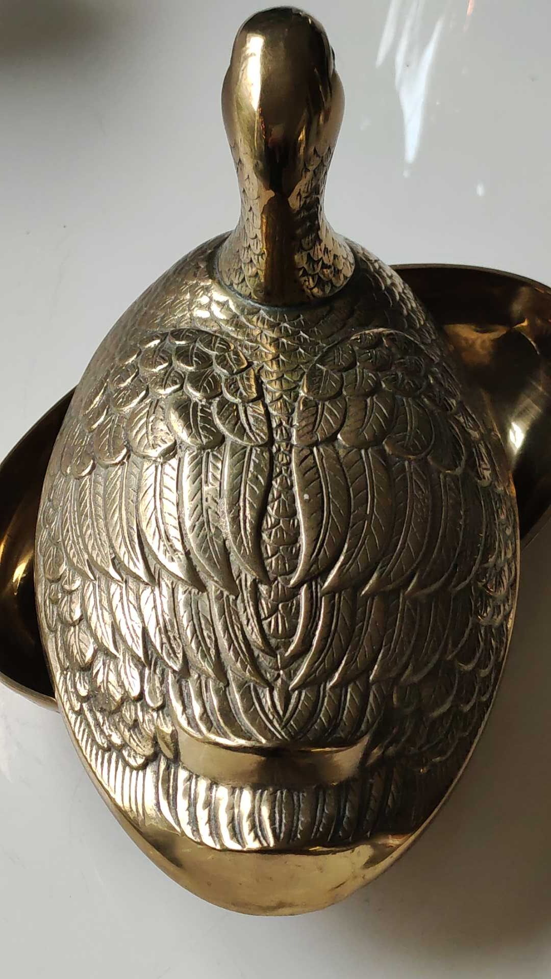 Void zoomorphic pocket in the shape of a mallard in solid brass - vintage model 70s