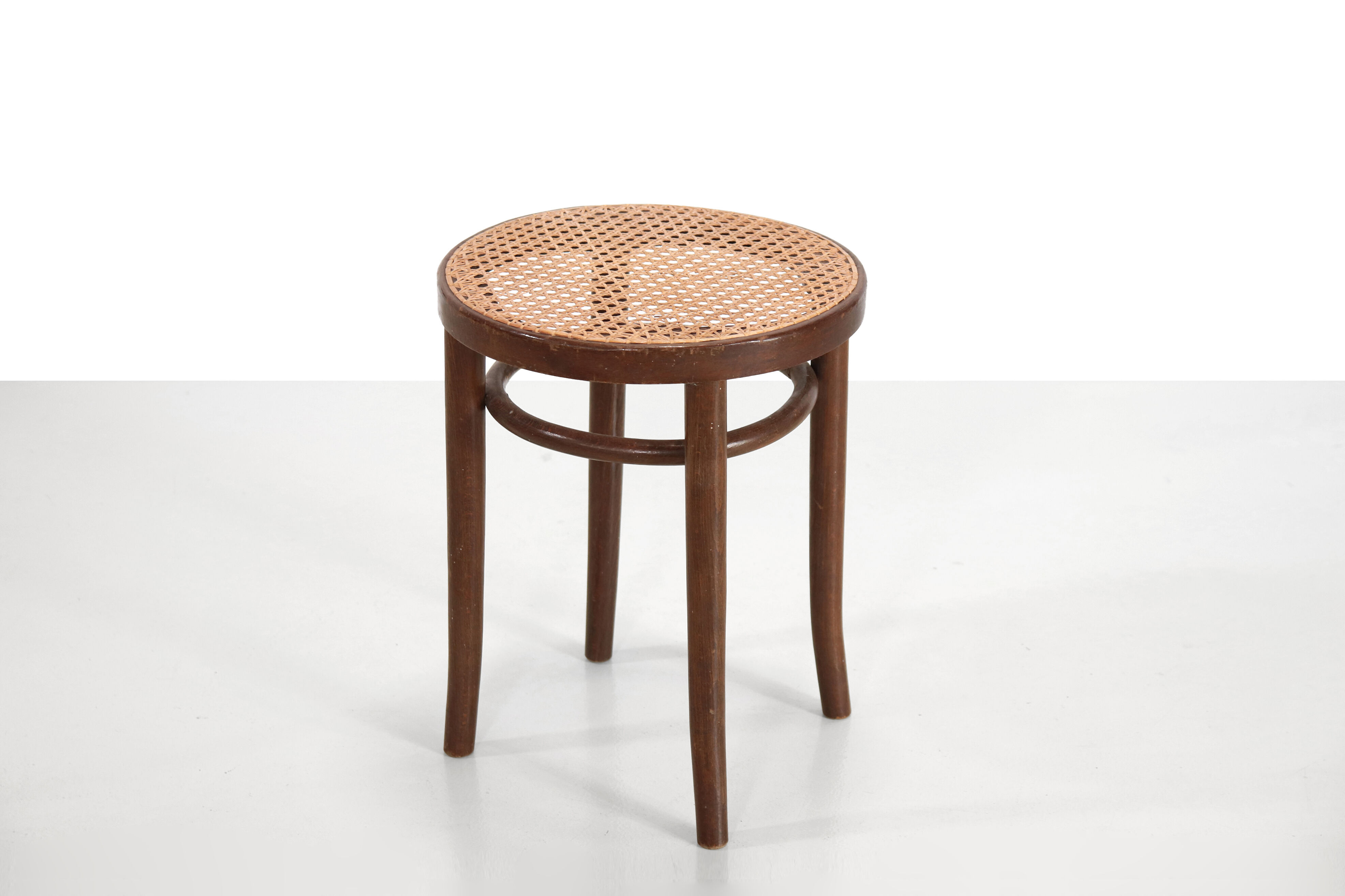 Vintage stool with rattan seat