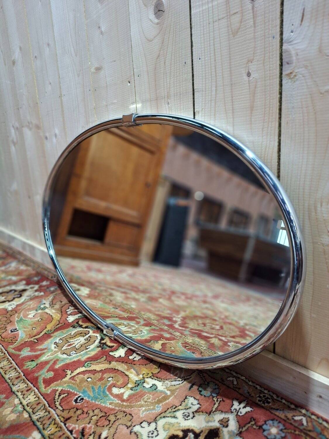Oval chrome Art Deco mirror