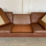 Vintage danish mid century mogens hansen 3 person cognac leather sofa 1960,s
