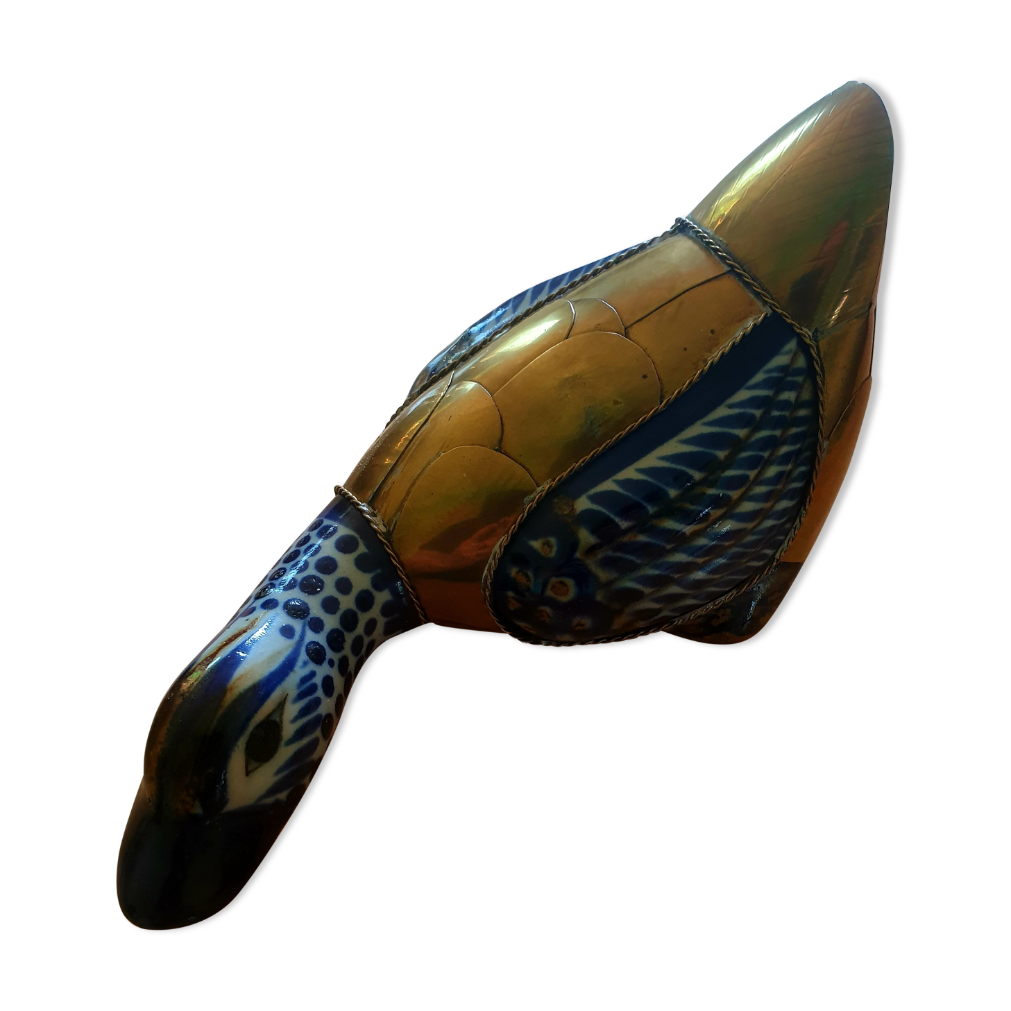 Brass duck and ceramics