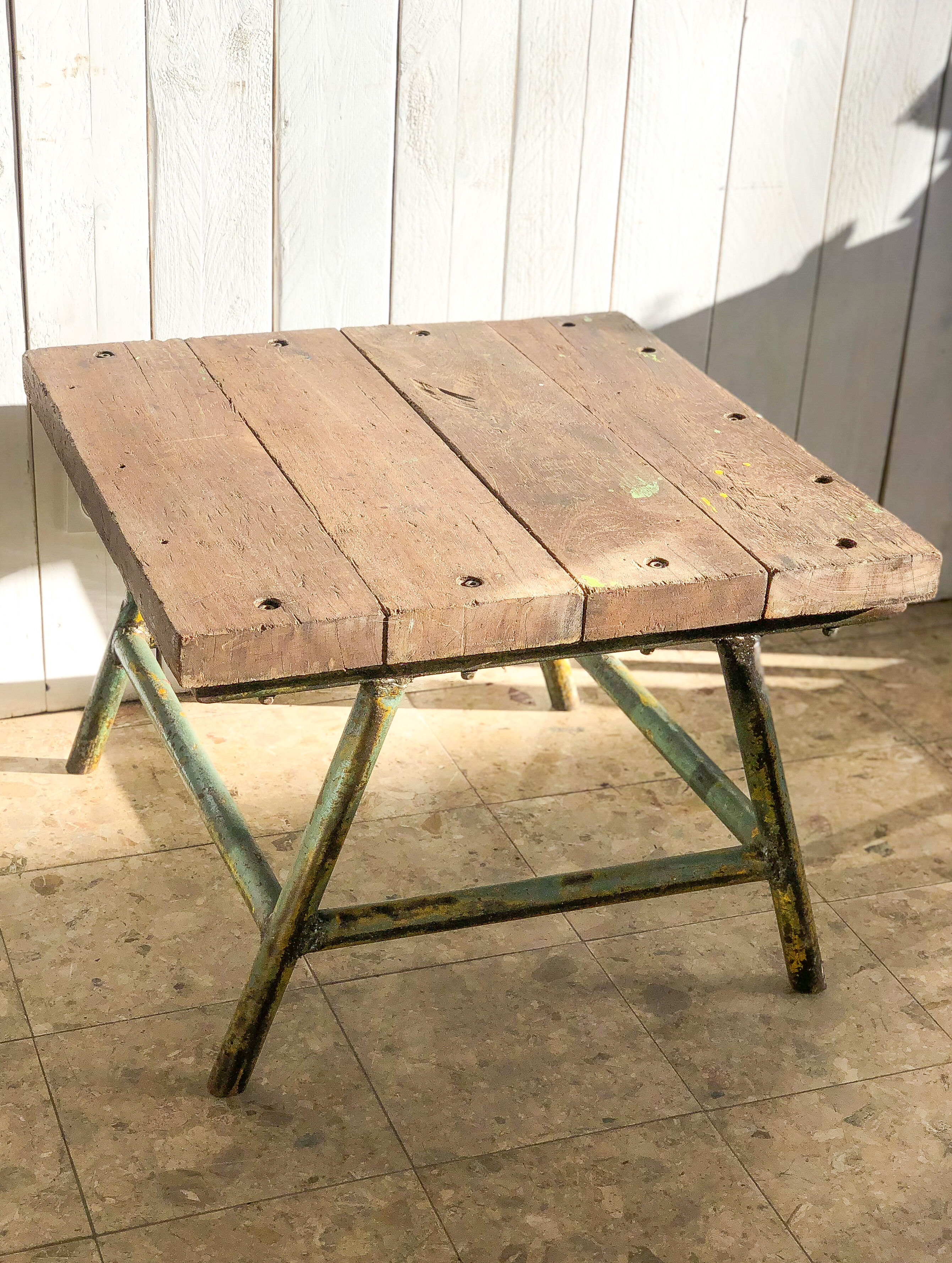 Industrial coffee table patina green
