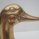pair of brass duck bookends