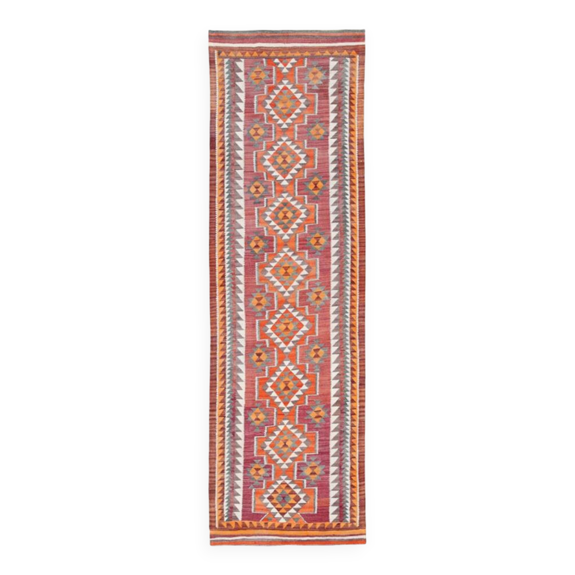 Vintage Burgundy Persian Kilim Runner Rug,, 98x235Cm