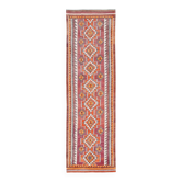 Tapis de couloir Kilim persan bordeaux vintage, 98 x 235 cm