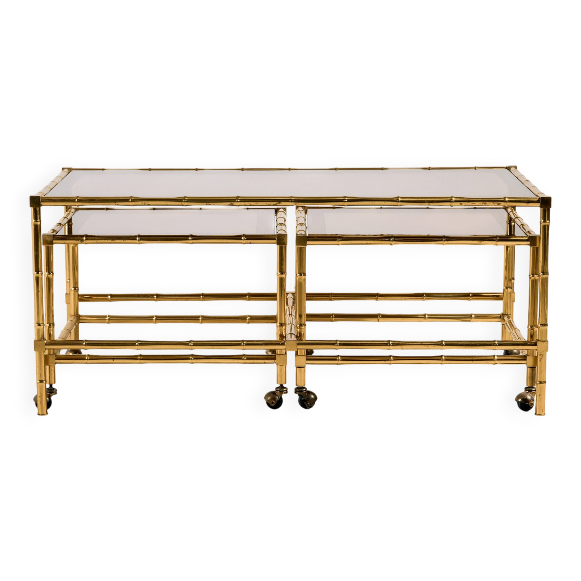 Table basse en laiton, ensemble de 3