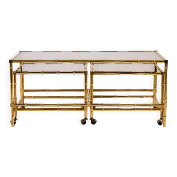 Brass coffee table, set of 3