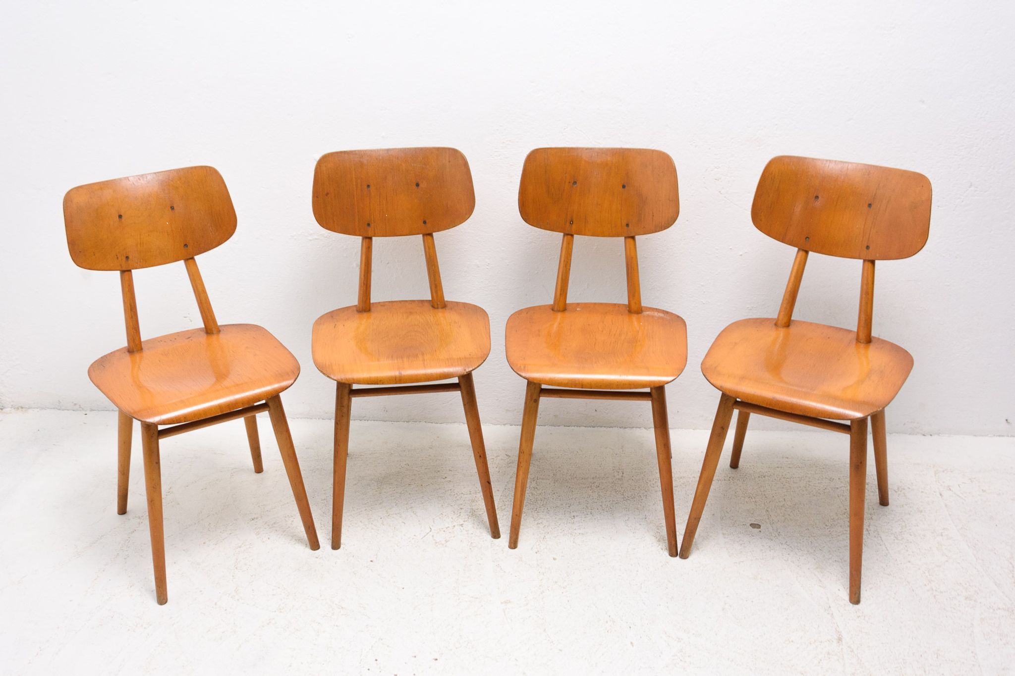 Mid century dining chairs Ton, set of four, 1960