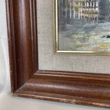 Tableau encadré huile sur toile signée Burnett