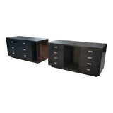 Ensemble de 2 coiffeuses, comptoirs de bijouterie en miroir fumé avec tiroirs, 1970