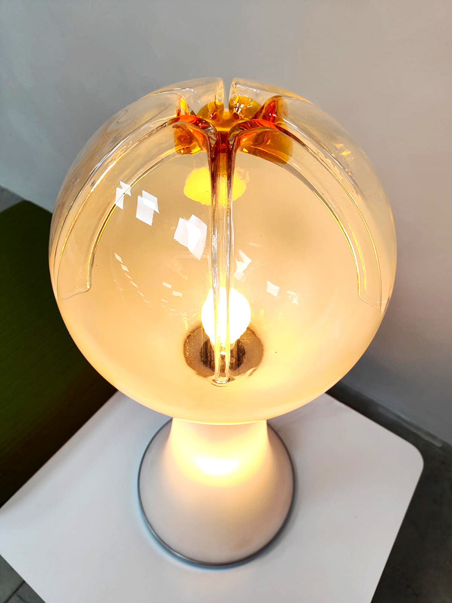 Vintage Italian design glass floor table lamp