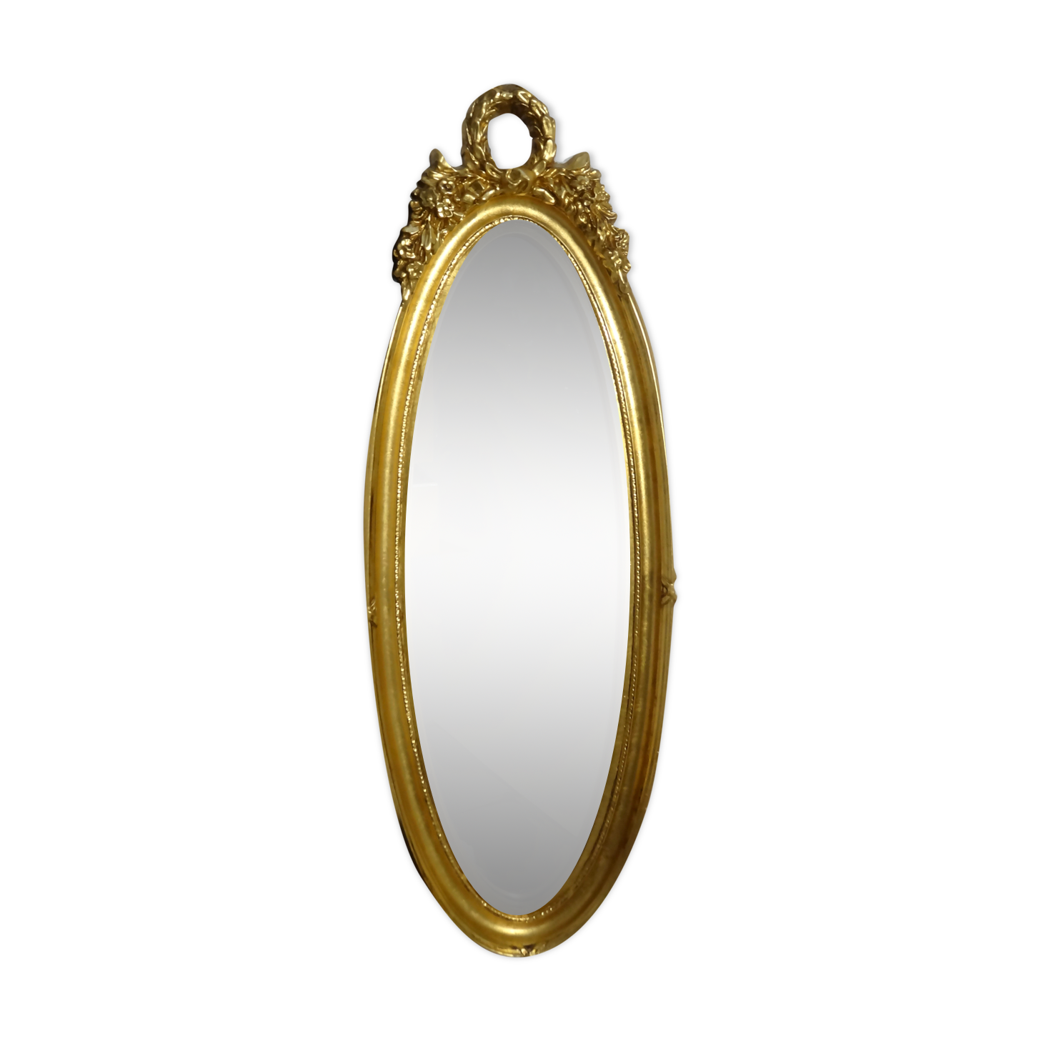 Miroir ovale bois doré - 58x21cm
