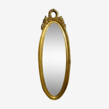 Oval mirror wood - 58x21cm