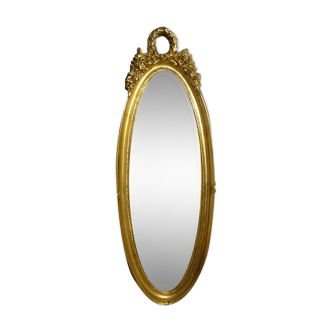 Oval mirror wood - 58x21cm