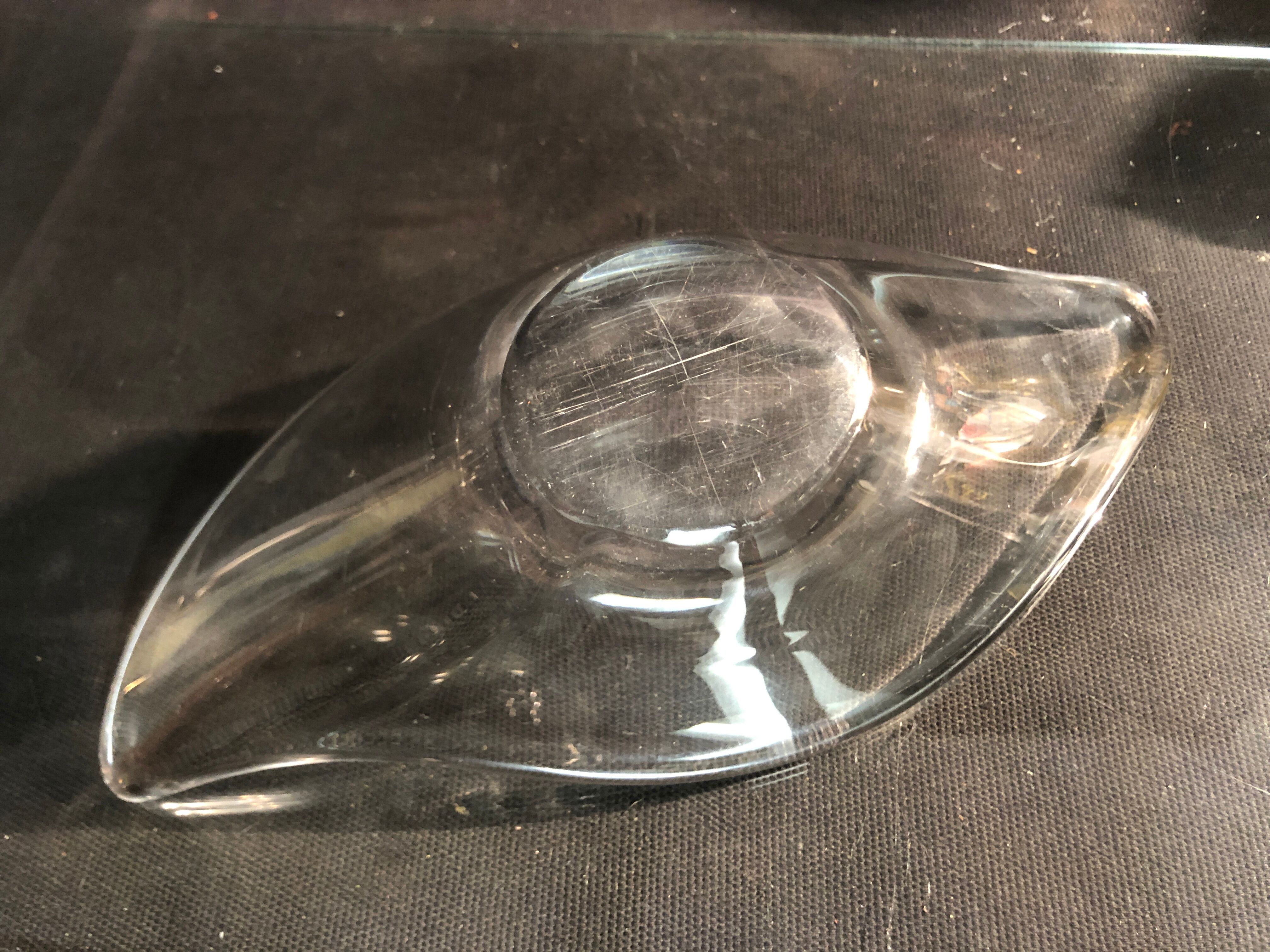 Crystal cup Daum free form signed empty fruit cup pocket