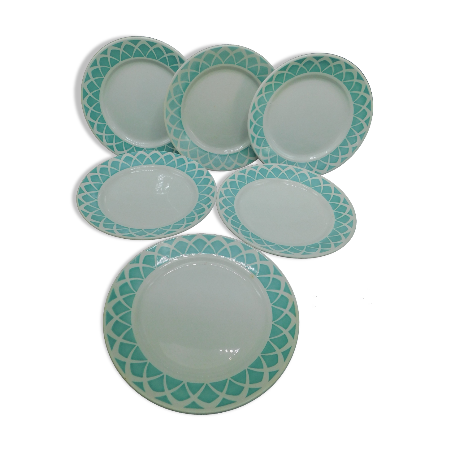 6 flat plates - Fenal Badonviller - Mint Green
