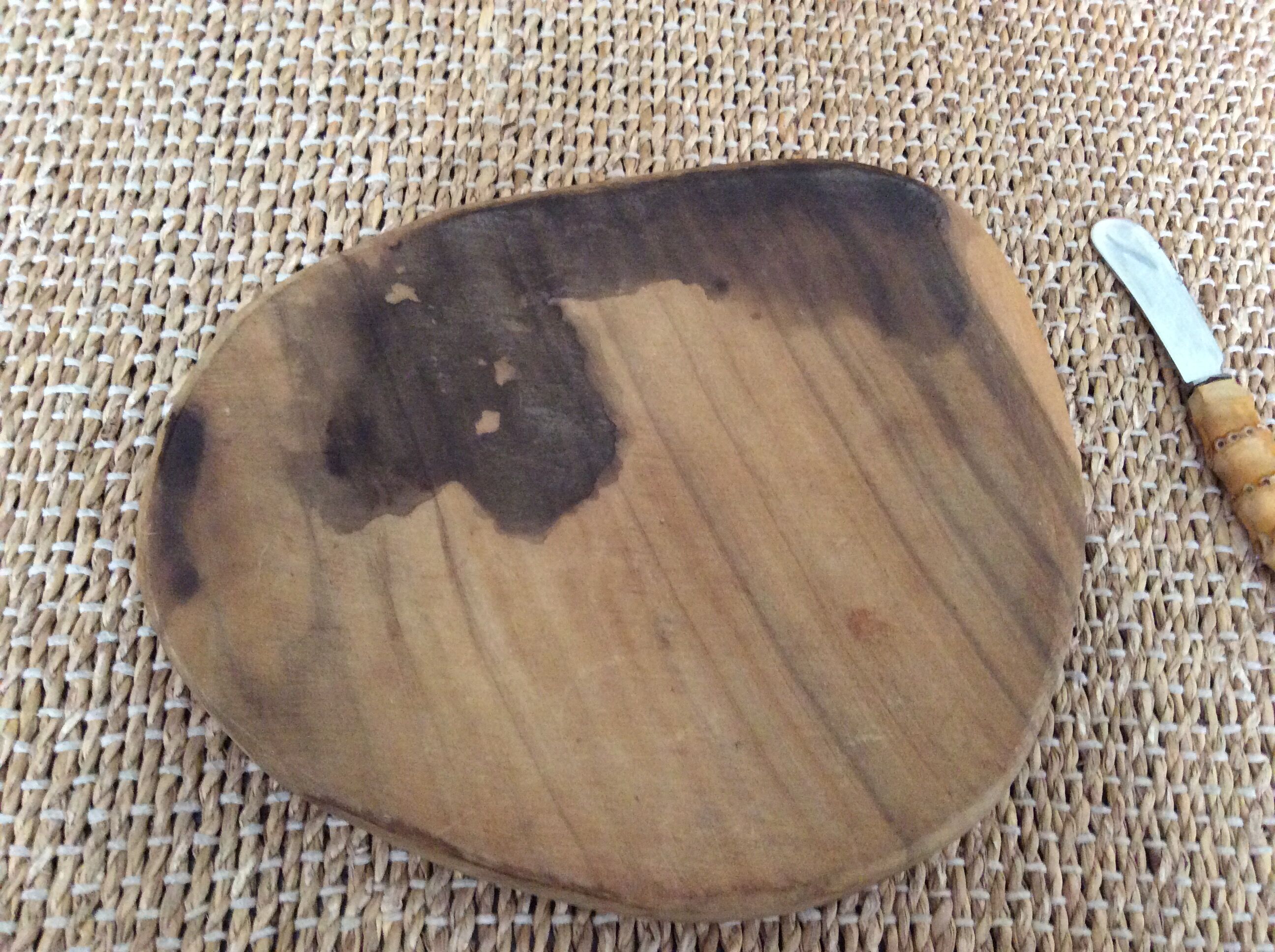 Wooden butter dish and knife