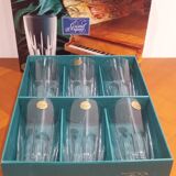 Très Joli Coffret De 6 Verre A Eau Ou Orangeade Bergerac En Cristal D'arque