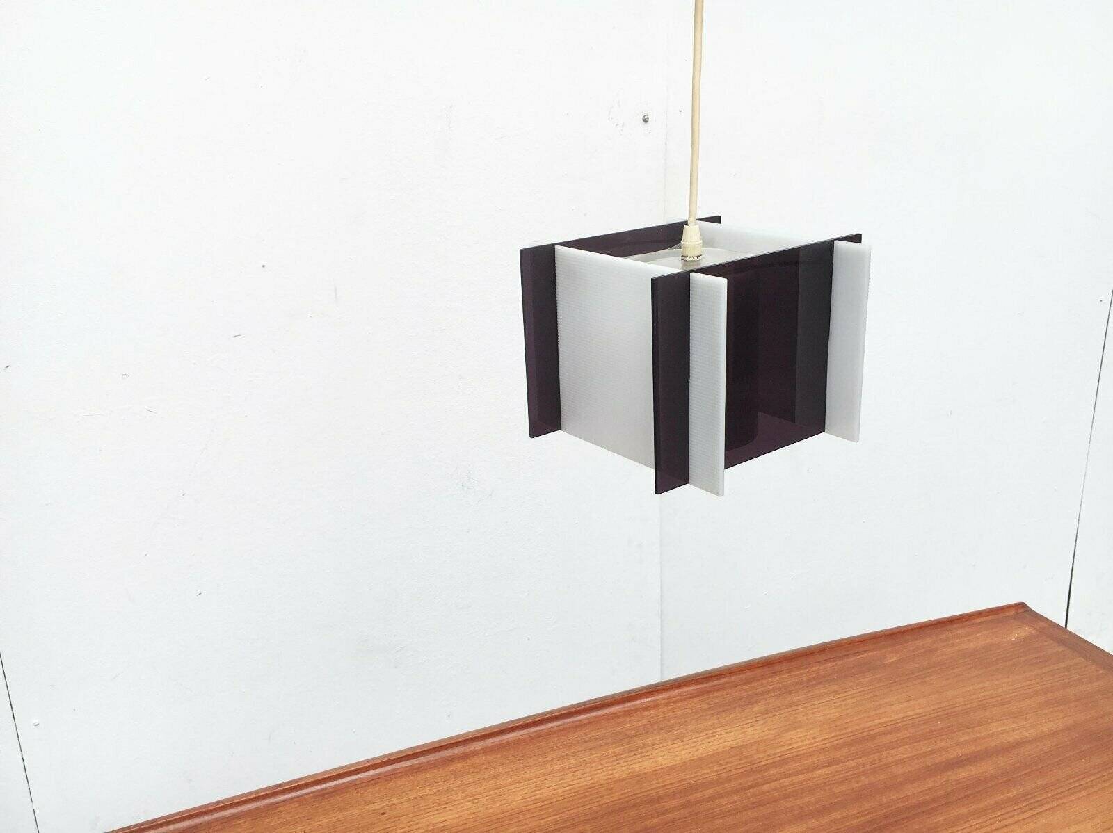 Mid-century space style acrylic cube pendant lamp, 1960s