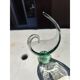 2 blue crystal and blown glass pocket vases