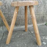 Pair of brutalist wood stools