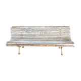 Garden bench wood and feet white patina iron