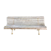 Banc de jardin bois et pieds fonte patiné blanc