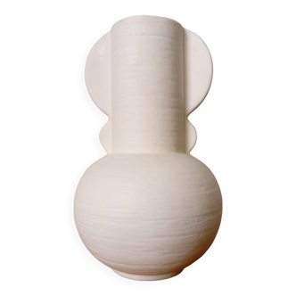 designer white vase with double handles