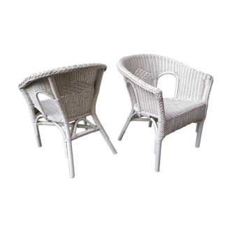 Paire de fauteuils en rotin vintage