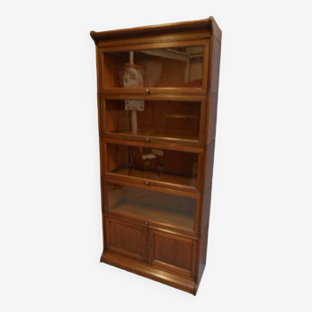 Antique stackable bookcase with sliding doors