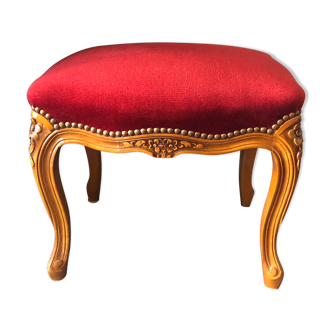 Old foot rest, red velvet