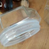 Large octagonal hermetic jar luminarc France vintage