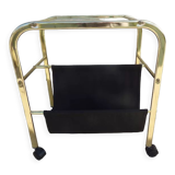 Vintage gilded metal magazine door with glass top and two compartments