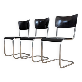 Lot de 3 chaises cantilever S 43 de Mart Stam, années 1930