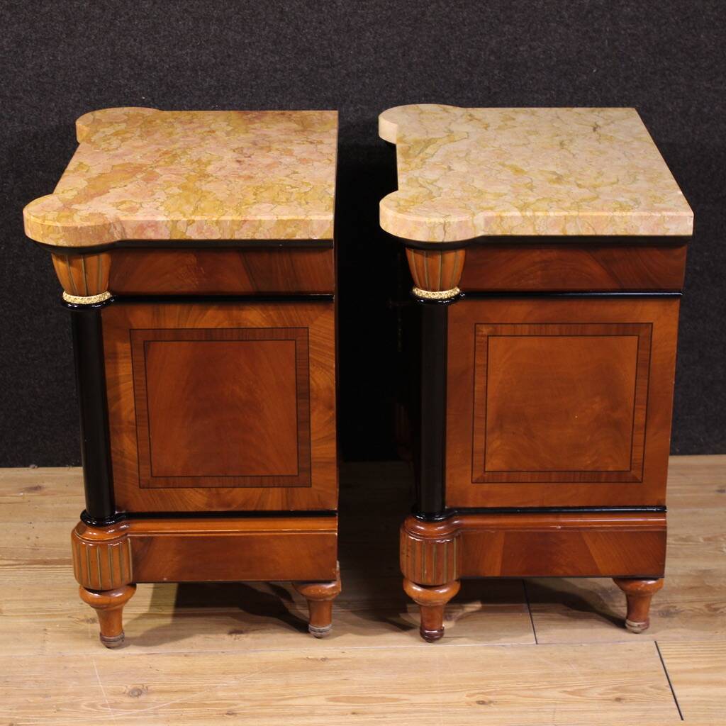 Pair of 20th-century Italian bedside tables with marble top