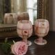 Pair of mini vases in veined pink alabaster