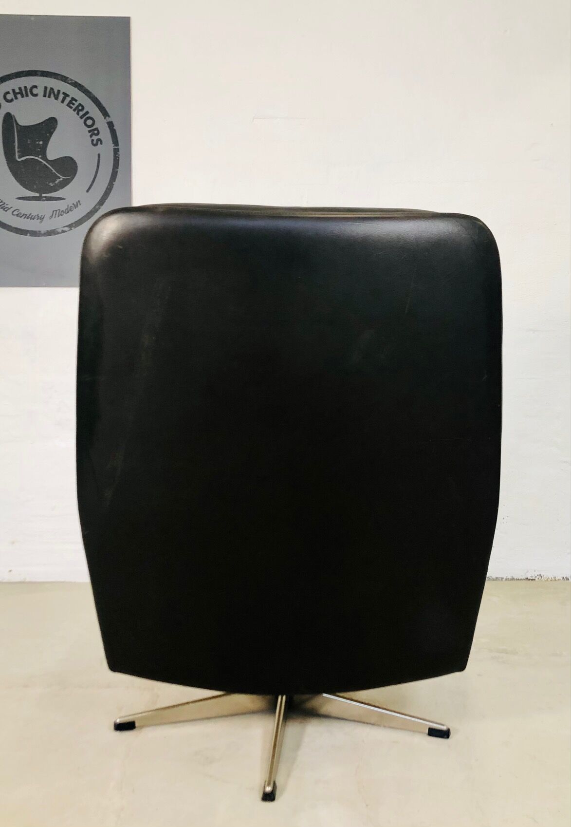 Vintage danish mid century svend. skipper leather lounge chair 1970,s