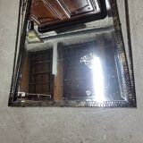 1930 art deco mirror in wrought iron with beveled glass